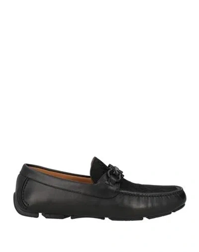 FERRAGAMO FERRAGAMO MAN LOAFERS BLACK SIZE 8 CALFSKIN, TEXTILE FIBERS