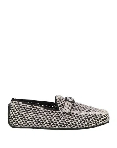 Ferragamo Man Loafers Black Size 8.5 Textile Fibers In Multi