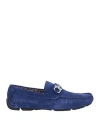 Ferragamo Man Loafers Bright Blue Size 9 Leather In Blue