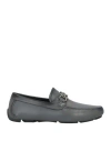 Ferragamo Man Loafers Grey Size 8.5 Calfskin In Gray