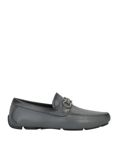 FERRAGAMO FERRAGAMO MAN LOAFERS GREY SIZE 8.5 CALFSKIN