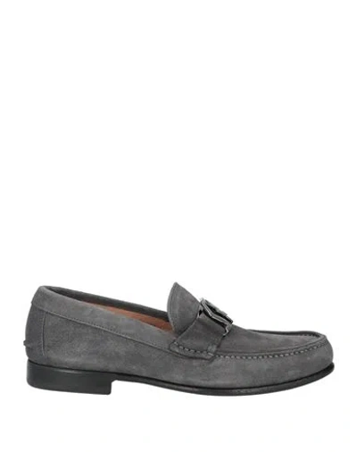 Ferragamo Man Loafers Lead Size 7 Calfskin In Dark Gray