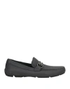 Ferragamo Man Loafers Lead Size 9 Calfskin In Black