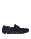 Ferragamo Man Loafers Midnight Blue Size 8 Leather In Multi