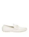 Ferragamo Stylish Round Toe Leather Loafers In Off White
