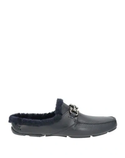 Ferragamo Man Mules & Clogs Midnight Blue Size 9 Calfskin In Black