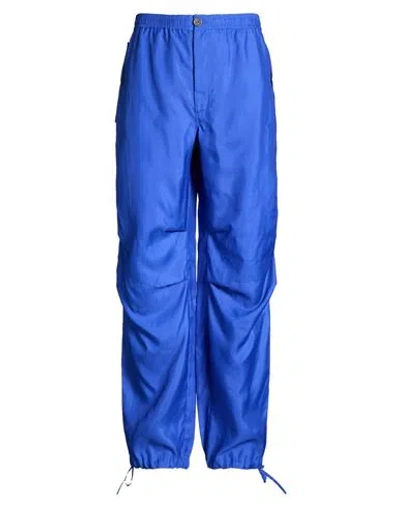 Ferragamo Man Pants Bright Blue Size 34 Silk, Polyamide