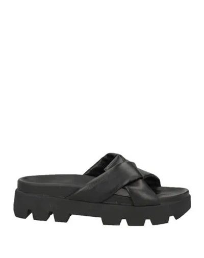 Ferragamo Man Sandals Black Size 6 Leather
