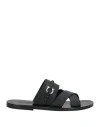 Ferragamo Man Sandals Black Size 8.5 Leather In Black