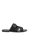 Ferragamo Man Sandals Black Size 8.5 Leather In Black