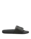 Ferragamo Man Sandals Black Size 9 Rubber In Blue