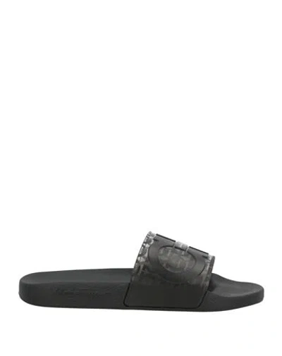 Ferragamo Man Sandals Black Size 9 Rubber In Blue