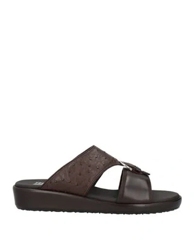 Ferragamo Man Sandals Dark Brown Size 7 Calfskin
