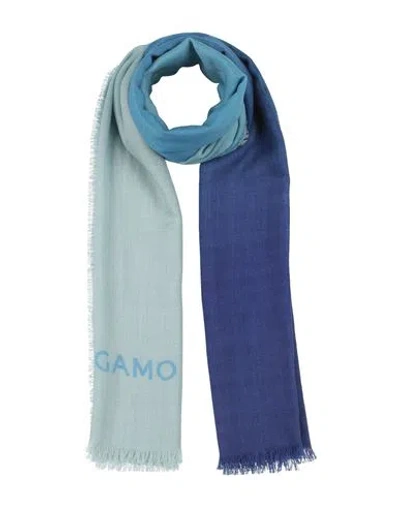 Ferragamo Man Scarf Blue Size - Cashmere, Silk