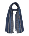 Ferragamo Man Scarf Blue Size - Wool, Cotton, Silk In Blue