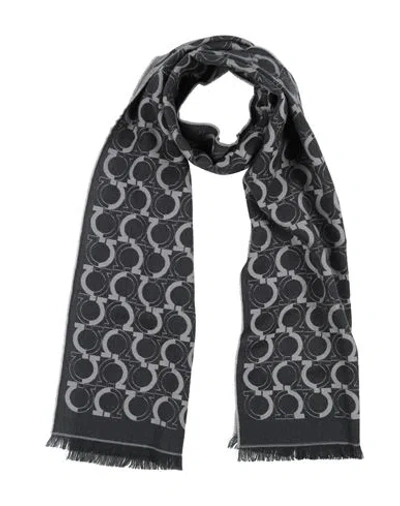 Ferragamo Man Scarf Charcoal Size - Wool In Gray