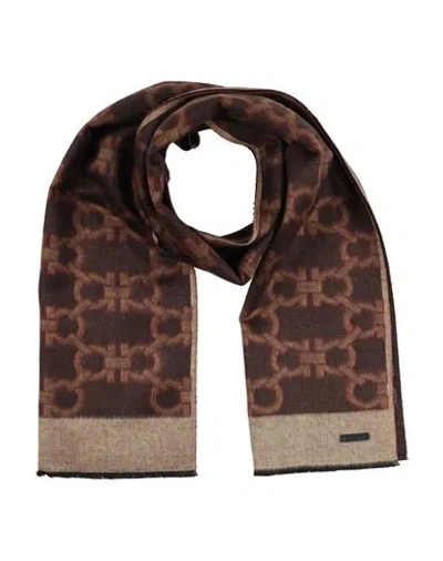 Ferragamo Man Scarf Chocolate Brown Size - Silk, Cashmere