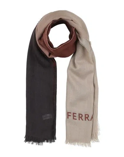 Ferragamo Man Scarf Khaki Size - Cashmere, Silk In Gray