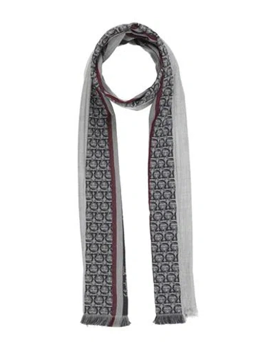 Ferragamo Man Scarf Light Grey Size - Wool, Cotton, Silk In Gray