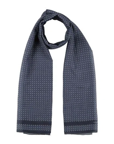 Ferragamo Man Scarf Midnight Blue Size - Cotton, Silk