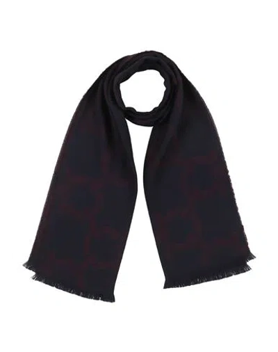 Ferragamo Man Scarf Midnight Blue Size - Wool In Black