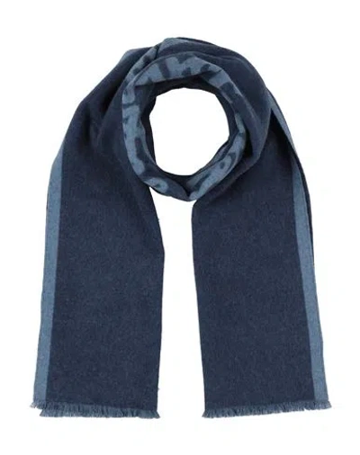 Ferragamo Man Scarf Navy Size - Cashmere, Wool In Blue