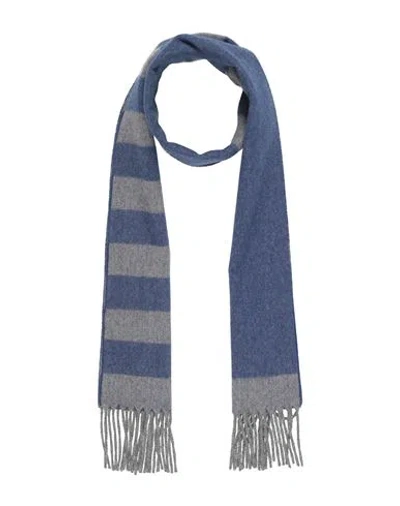 Ferragamo Man Scarf Slate Blue Size - Virgin Wool, Cashmere