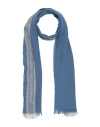 Ferragamo Man Scarf Slate Blue Size - Wool, Silk In Blue