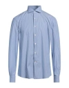 Ferragamo Man Shirt Azure Size 17 Cotton In Blue