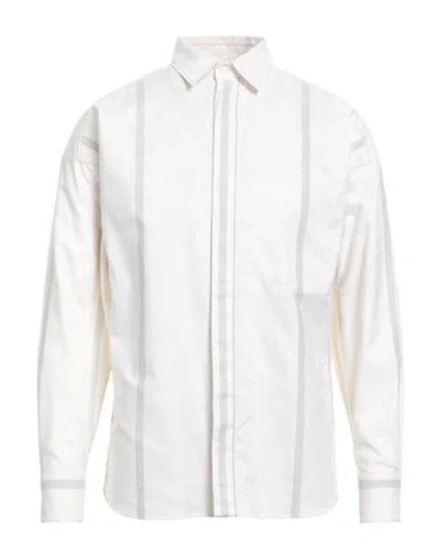 Ferragamo Man Shirt Ivory Size M Cotton In White