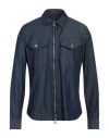 Ferragamo Man Shirt Navy Size L Cotton In Navy