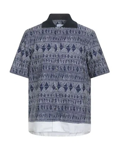 Ferragamo Man Shirt Navy Size M Cotton In Blue