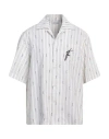 Ferragamo Logo-print Short-sleeve Cotton Blend Shirt In White