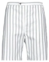 Ferragamo Men's Salvatore Striped Cotton Blend Bermuda Shorts In White