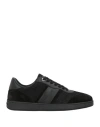 Ferragamo Man Sneakers Black Size 9 Calfskin, Textile Fibers In Black
