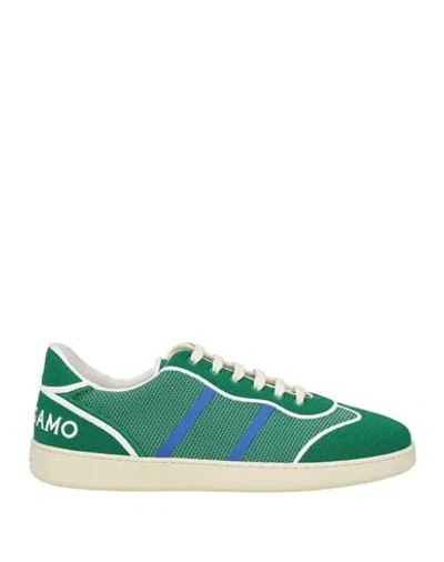 Ferragamo Man Sneakers Green Size 9 Textile Fibers