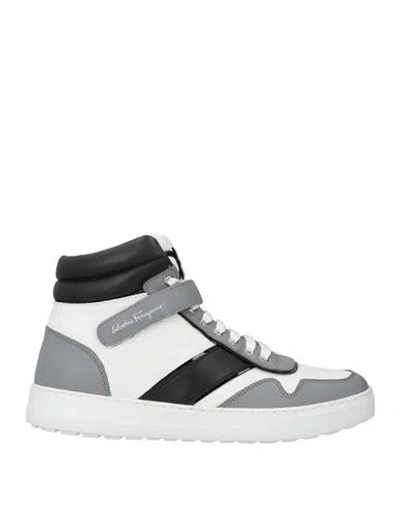 Ferragamo Man Sneakers Grey Size 7.5 Calfskin In Gray