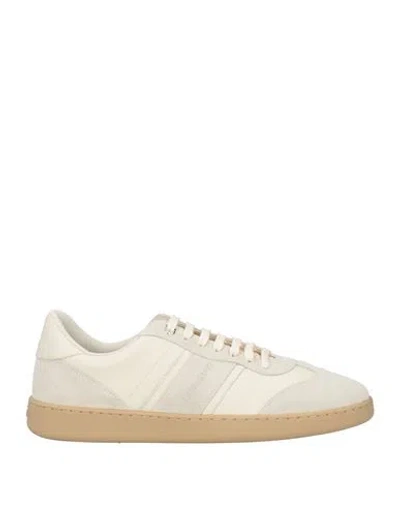 Ferragamo Man Sneakers Ivory Size 8 Calfskin In Animal Print