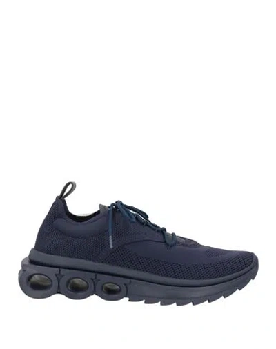 FERRAGAMO FERRAGAMO MAN SNEAKERS MIDNIGHT BLUE SIZE 9.5 LEATHER, TEXTILE FIBERS