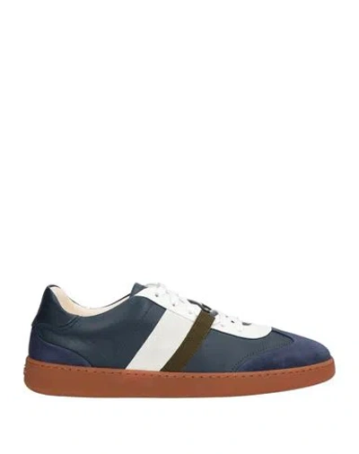 Ferragamo Man Sneakers Navy Size 7.5 Leather In Blue