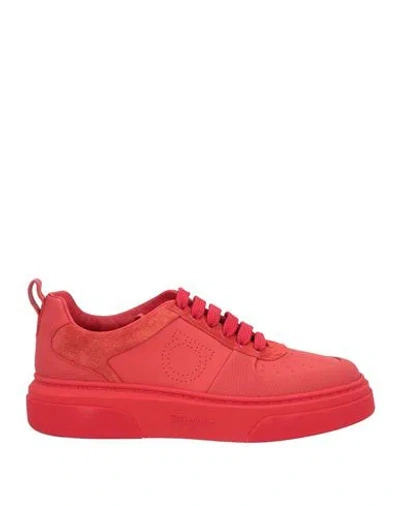 Ferragamo Man Sneakers Red Size 8 Calfskin