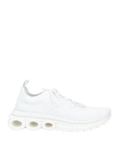 FERRAGAMO FERRAGAMO MAN SNEAKERS WHITE SIZE 8.5 LEATHER, TEXTILE FIBERS