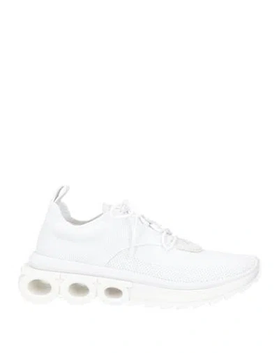 Ferragamo Man Sneakers White Size 8 Leather, Textile Fibers
