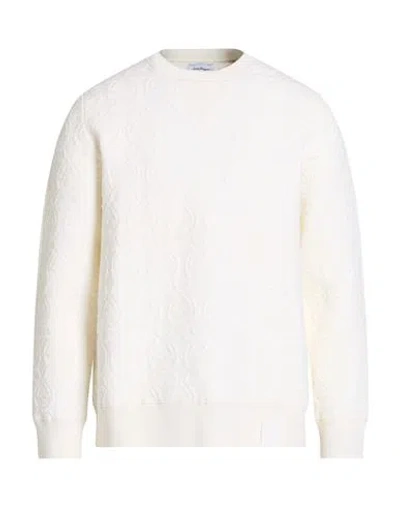 Ferragamo Man Sweater Ivory Size Xl Wool, Polypropylene, Polyester In White