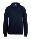 Ferragamo Man Sweater Navy Size L Virgin Wool, Cashmere, Lambskin In Blue