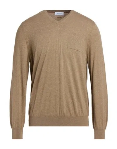 Ferragamo Man Sweater Sand Size L Virgin Wool, Polyamide In Neutral