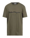 Ferragamo Man T-shirt Military Green Size Xxl Cotton