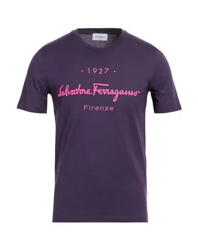 Ferragamo Man T-shirt Dark Purple Size Xs Cotton