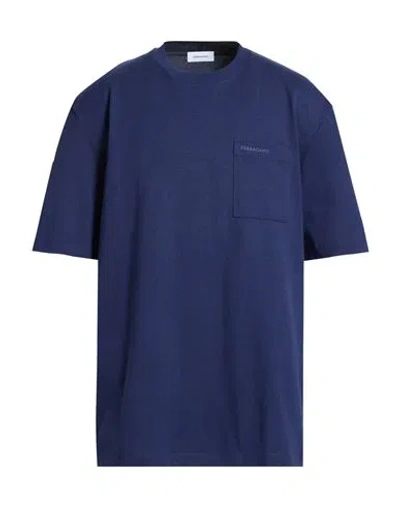 Ferragamo Man T-shirt Midnight Blue Size Xxl Cotton