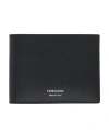 Ferragamo Black Calf Leather Bos Taurus Wallet In Black